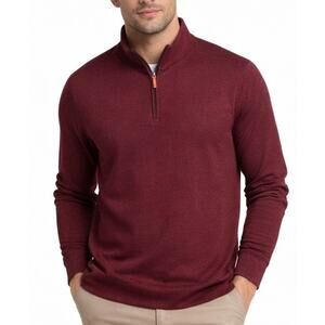 Mizzen Main Mens XXL KPI Quarter Zip Sweater Burgundy Heather Golf Pullover NWT